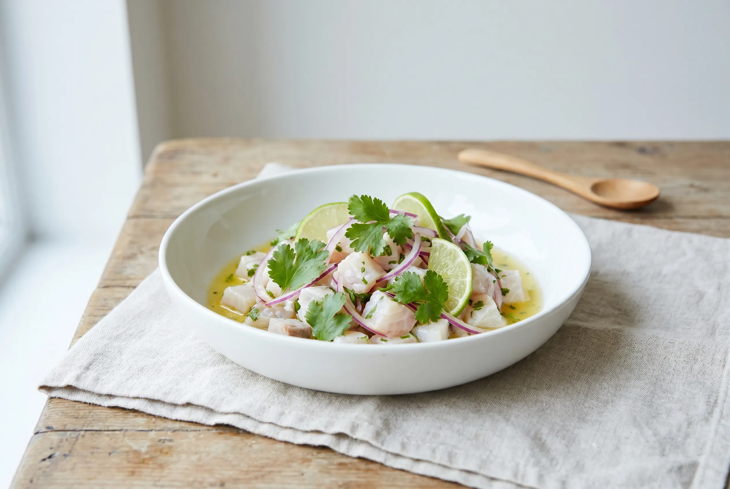 Ceviche de daurade au citron vert et coriandre
