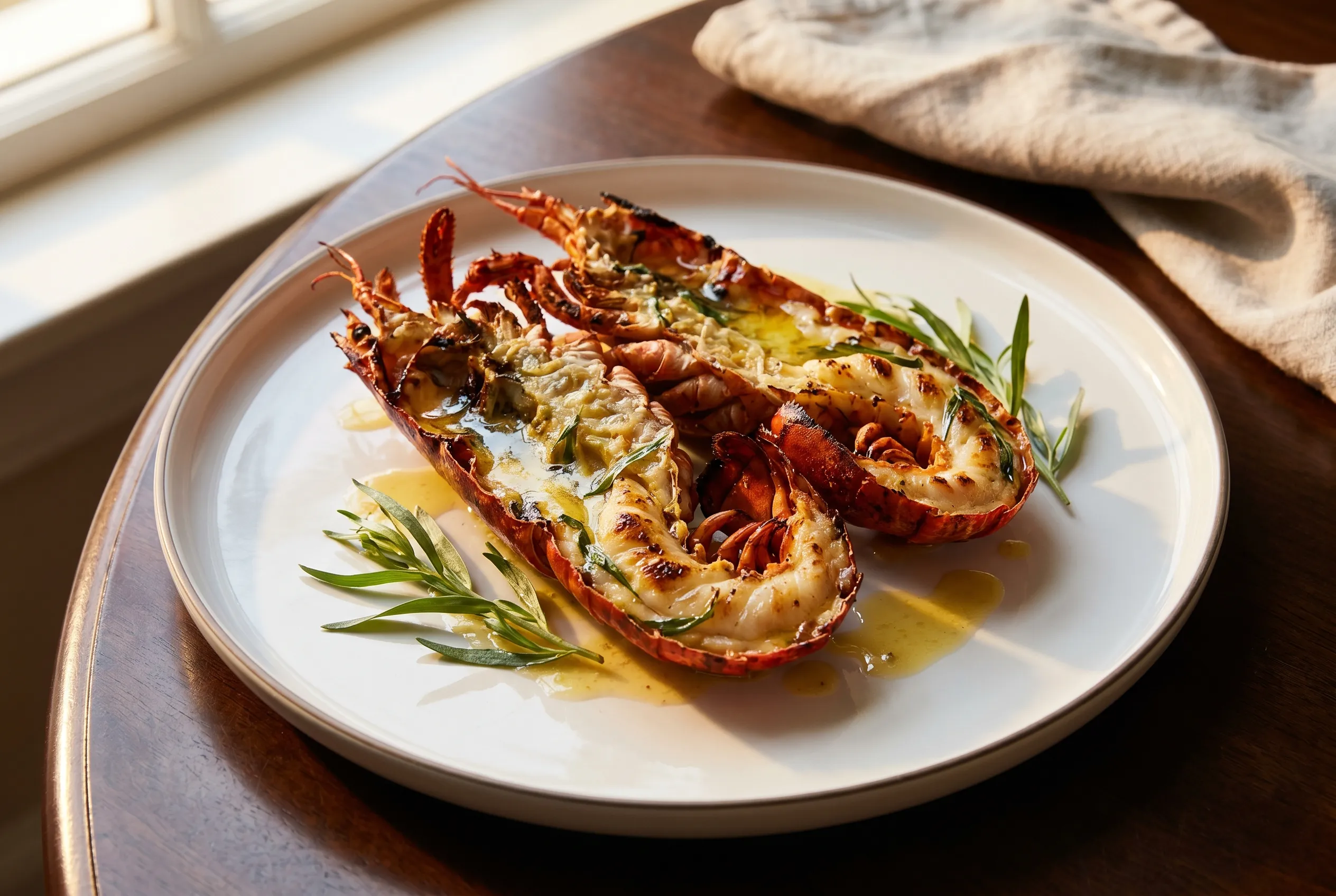 Homard rôti, beurre citronné et estragon