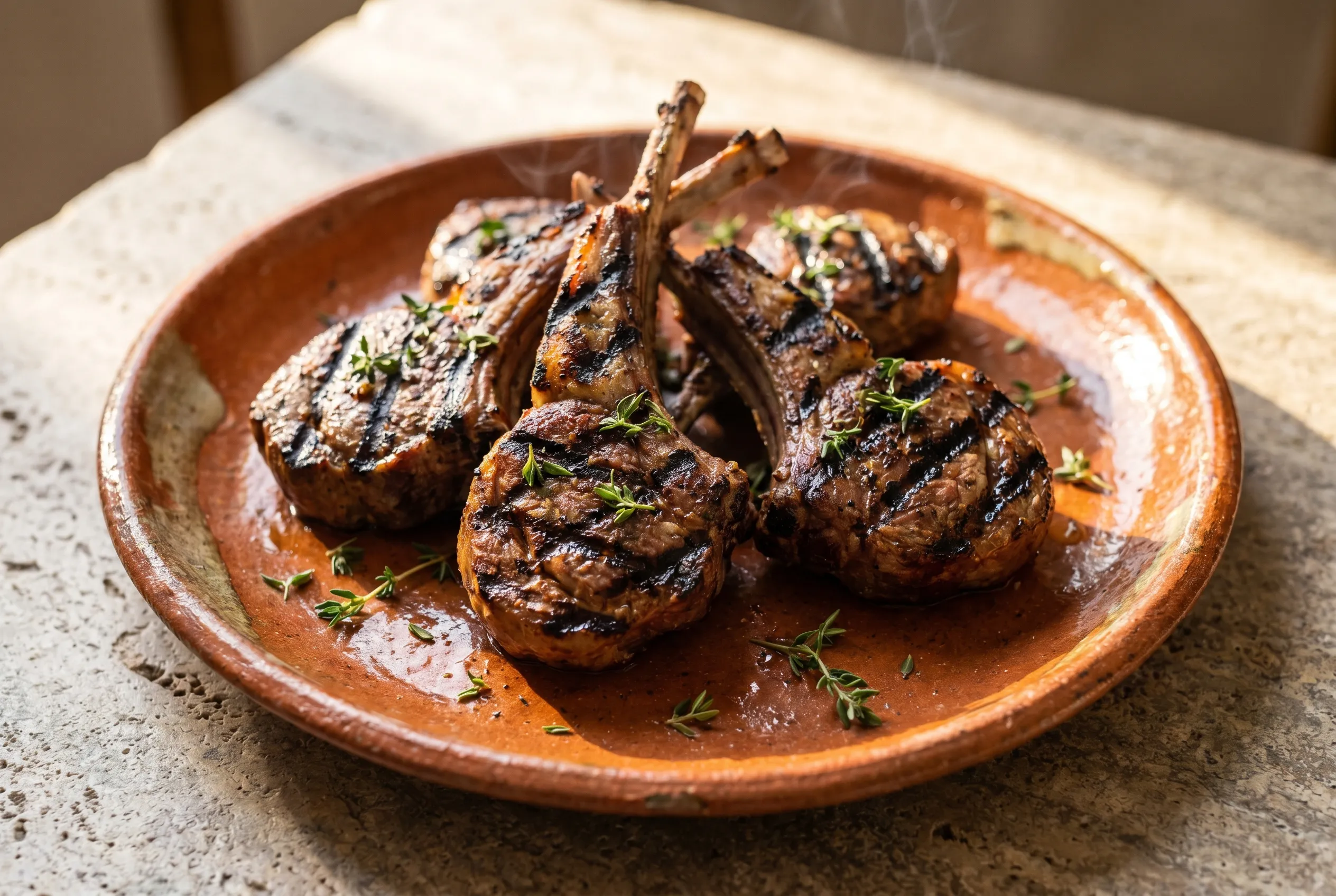 Côtelettes d'agneau grillées au thym