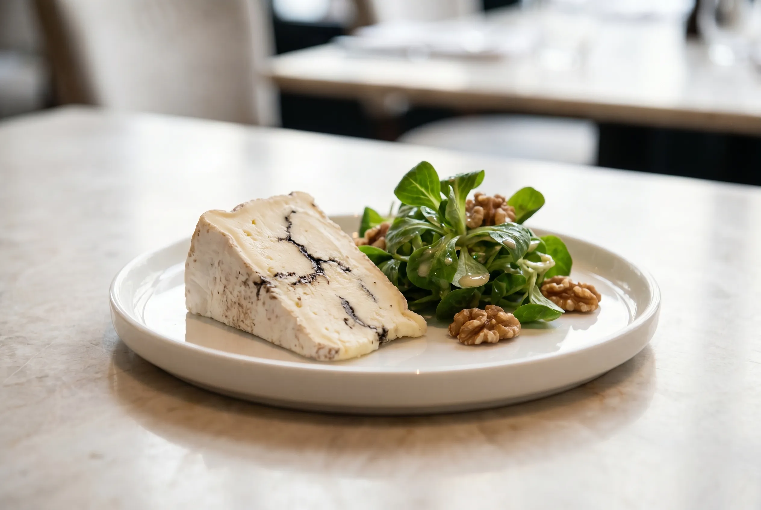 Brillat-Savarin truffé, salade de mâche aux noix