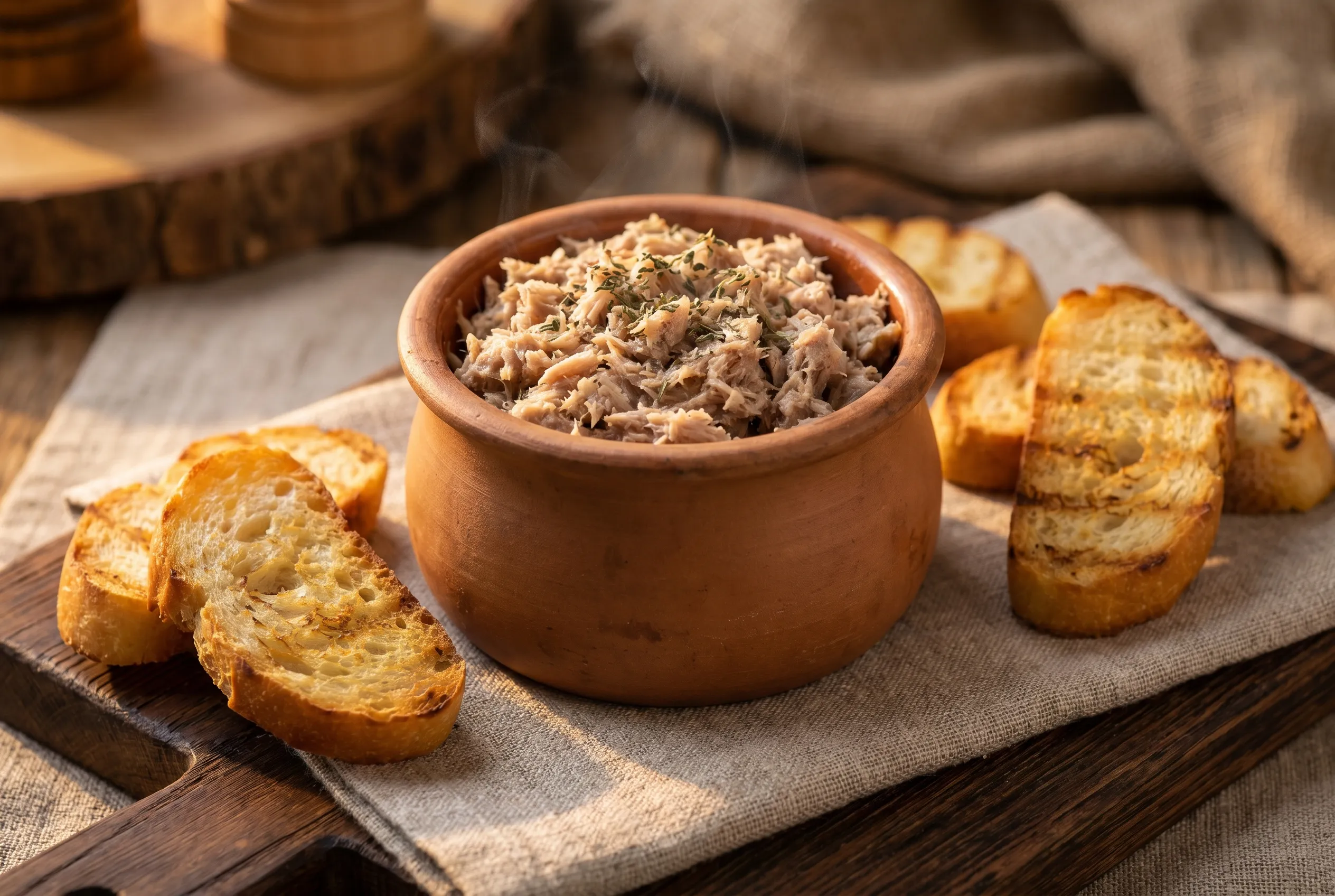 Rillettes de porc maison et crostini grillés