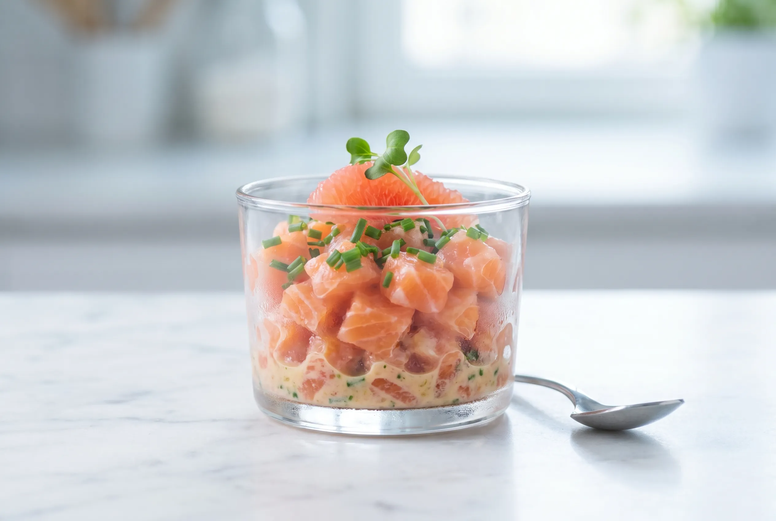 Tartare de saumon aux agrumes et ciboulette