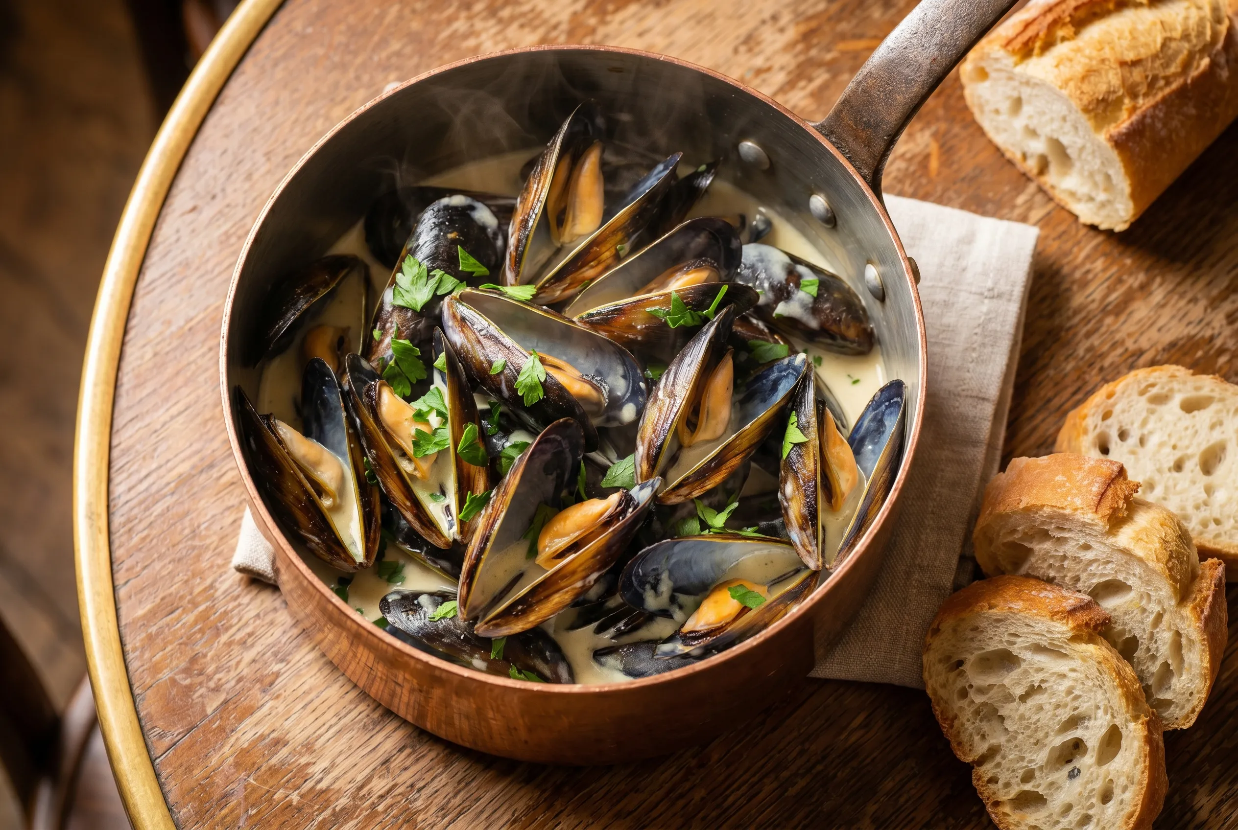 Moules marinières à la crème légère