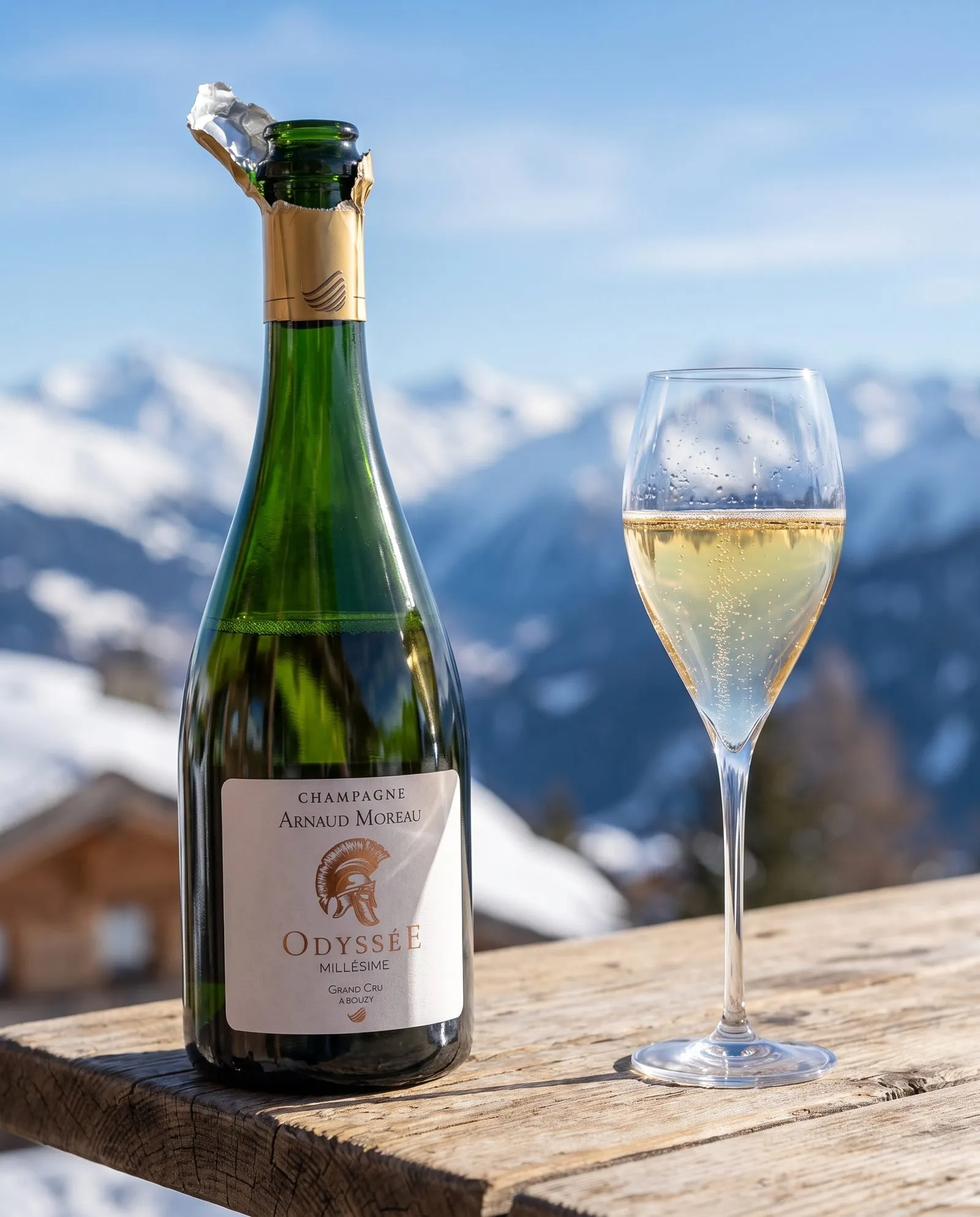 Champagne Arnaud Moreau Odyssée · dans un chalet d'altitude
