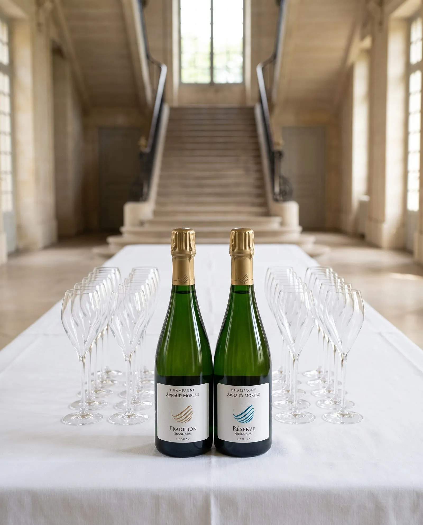 Champagne Arnaud Moreau Tradition · dans le hall d'un château