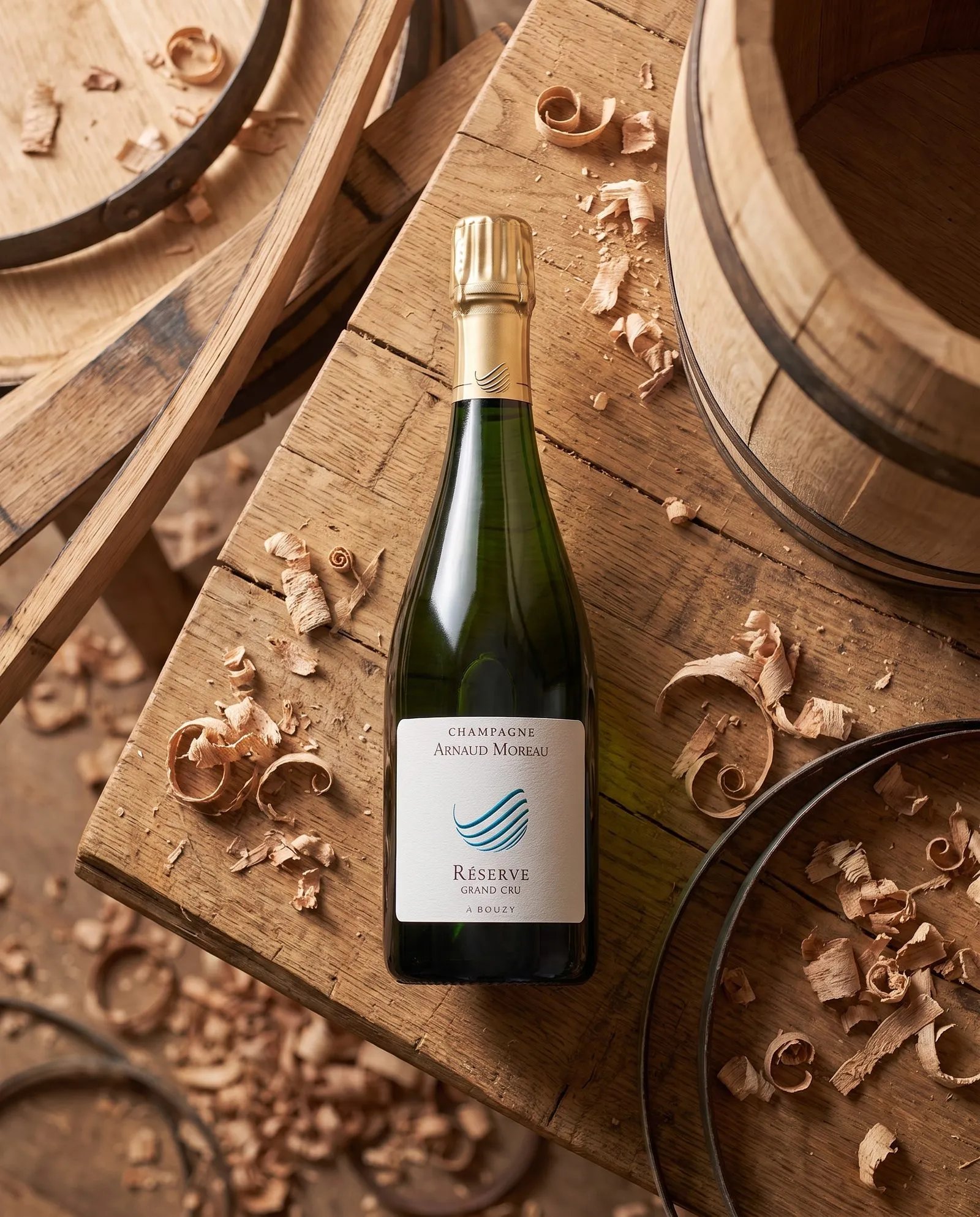 Champagne Arnaud Moreau Réserve · dans une tonnellerie